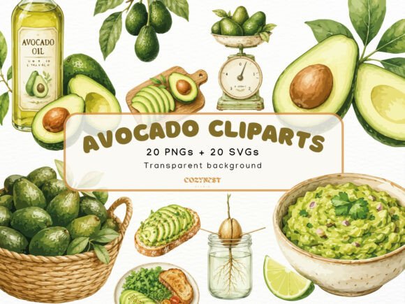 Download Avocado Watercolor Clipart Botanical PNG - Color Collection