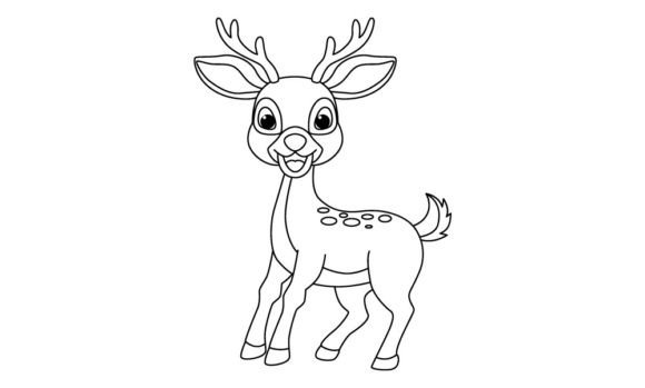 Download Cute Deer Cartoon Vector Coloring Page - Color Collection
