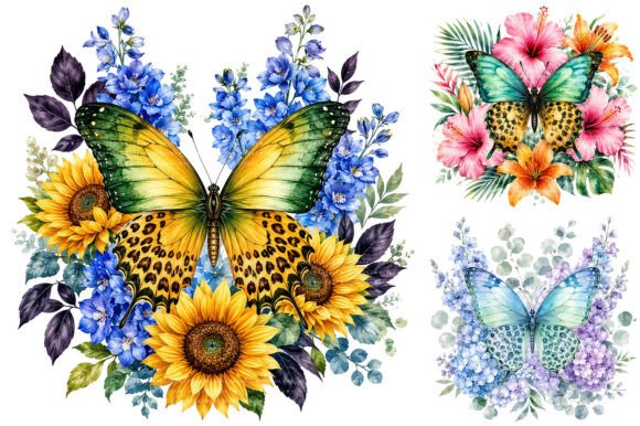 Download Watercolor Leopard Print Butterfly PNG - Color Collection