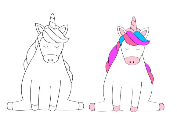 Download Coloring Cute Unicorn Vector - Color Collection