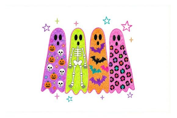 Download Colorful Halloween Ghosts Clipart Bundle - Color Collection