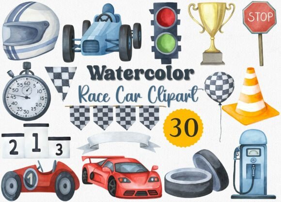 Download Watercolor Race Car Clipart, Racing PNG - Color Collection