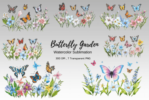 Download Butterfly Garden Watercolor Sublimation - Color Collection