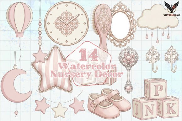 Download Watercolor Nursery Decor PNG - Color Collection