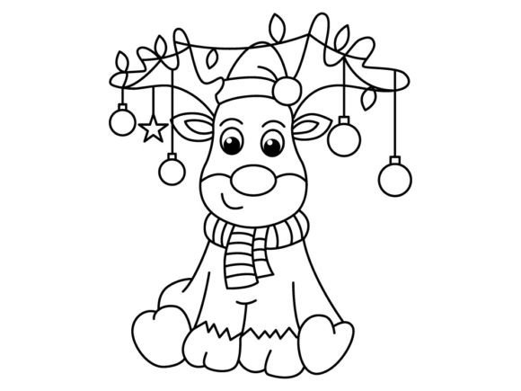 Download Funny Rain Deer Cartoon Coloring Book - Color Collection