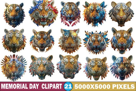 Download Memorial Day Watercolor Tiger Clipart - Color Collection