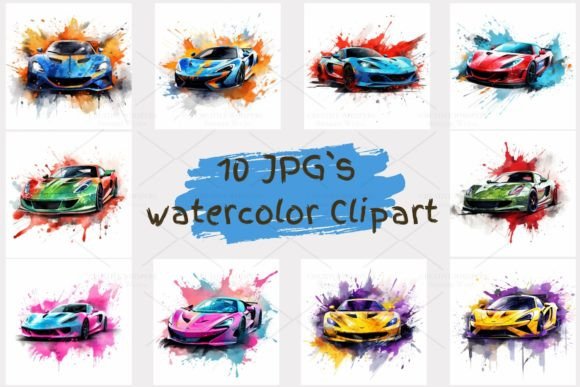 Download Sport Car Watercolor Clipart, JPG 1S-38 - Color Collection