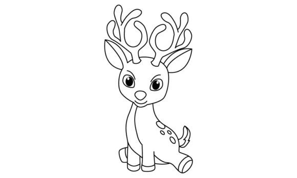 Download Funny Deer Cartoon Vector Coloring Page - Color Collection