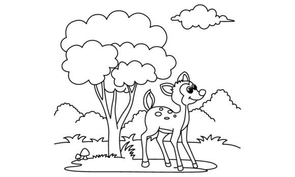 Download Funny Deer Cartoon Vector Coloring Page - Color Collection