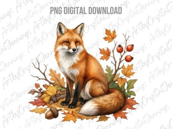 Download Autumn Fox Watercolor Clipart PNG - Color Collection