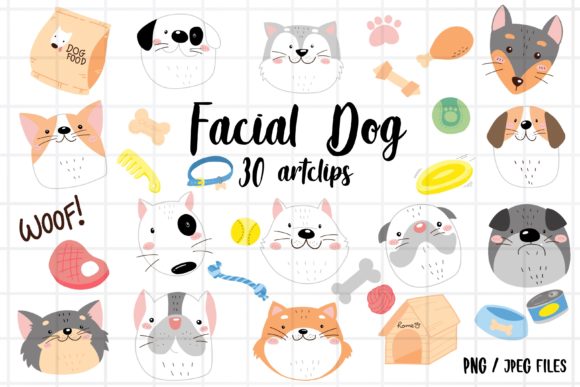 Download Colorful Facial Dog Clipart, Doodle Dog - Color Collection