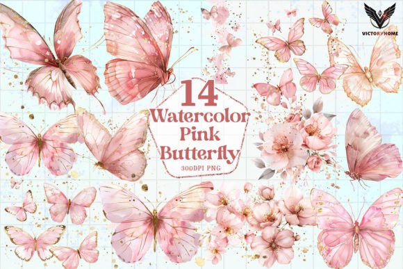 Download Watercolor Pink Butterfly Clipart PNG - Color Collection
