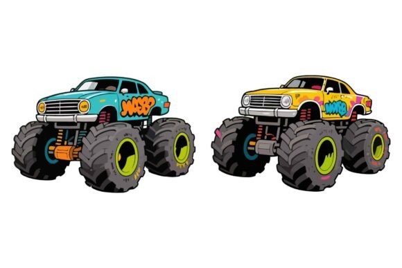 Download Monster Car Vectors EPS Bundle - Premium Bundle