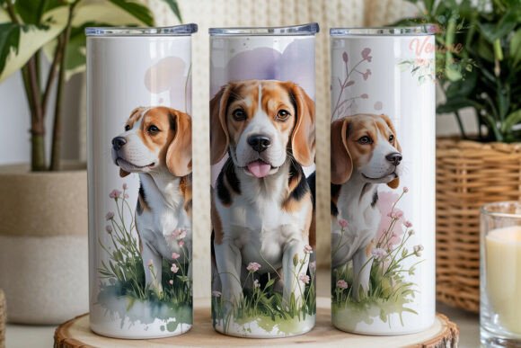 Download Watercolor Beagle Dog Floral Tumbler - Color Collection