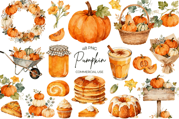 Download Watercolor Pumpkin Clipart Autumn Fall - Color Collection