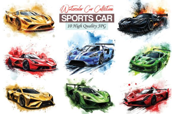 Download Watercolor Sports Racing Car Clipart - Color Collection