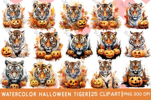 Download Watercolor Halloween Tiger Clipart - Color Collection