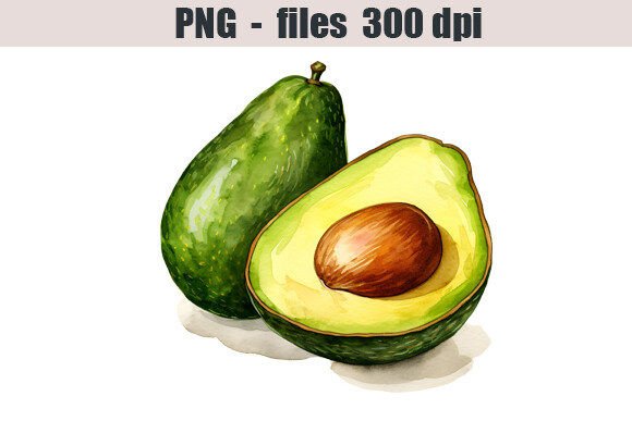 Download Avocado Watercolor Clipart - Color Collection