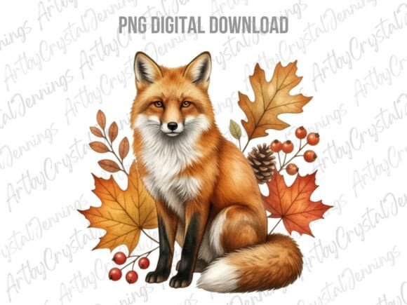 Download Watercolor Autumn Fox Wildlife PNG - Color Collection
