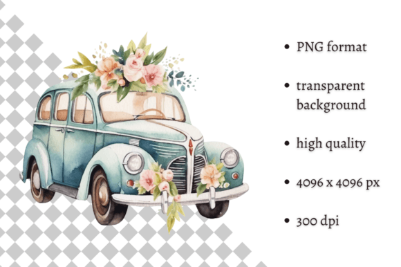 Download Watercolor Wedding Car Clipart - Color Collection