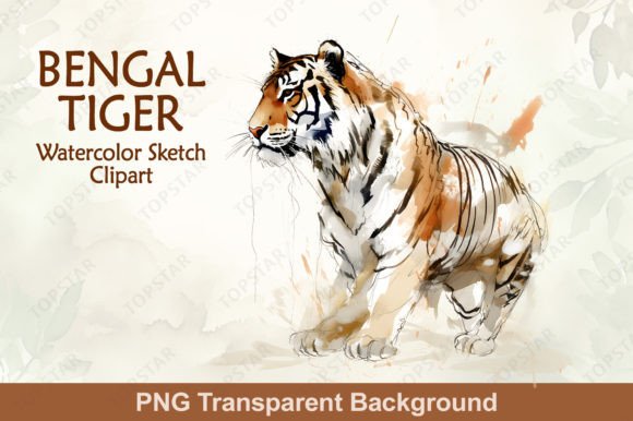 Download Watercolor Bengal Tiger Clipart PNG - Color Collection