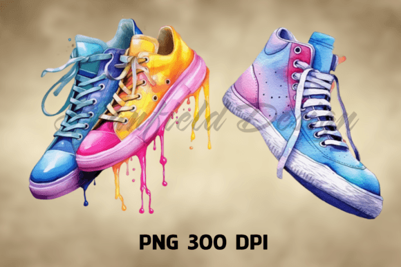Download Watercolor Shoes Dripping Png, Shoes PNG - Color Collection