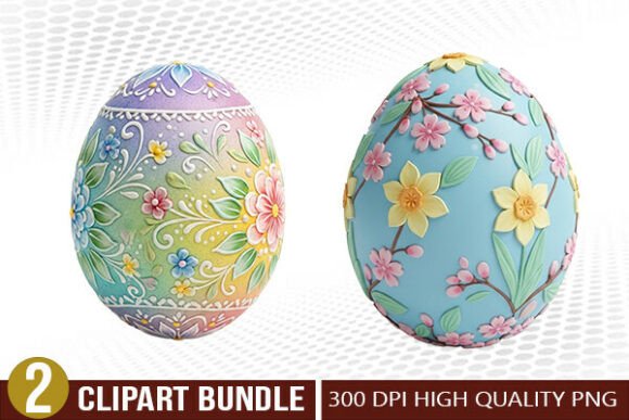 Download Watercolor Floral Easter Egg PNG Set - Color Collection