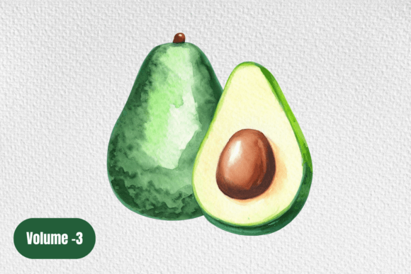 Download Watercolor Avocado Clipart PNG Volume –3 - Color Collection