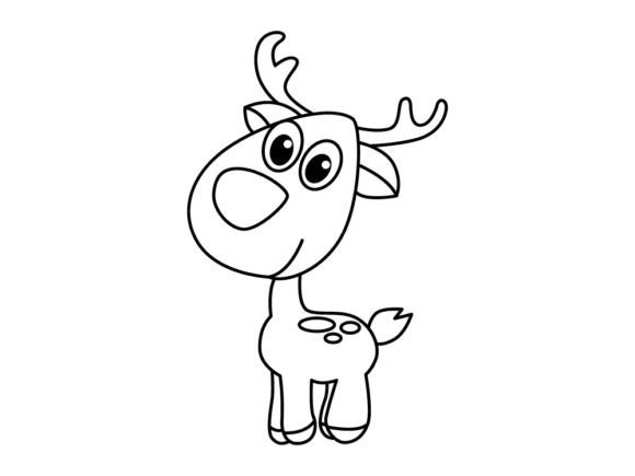 Download Funny Rain Deer Cartoon Coloring Book. - Color Collection